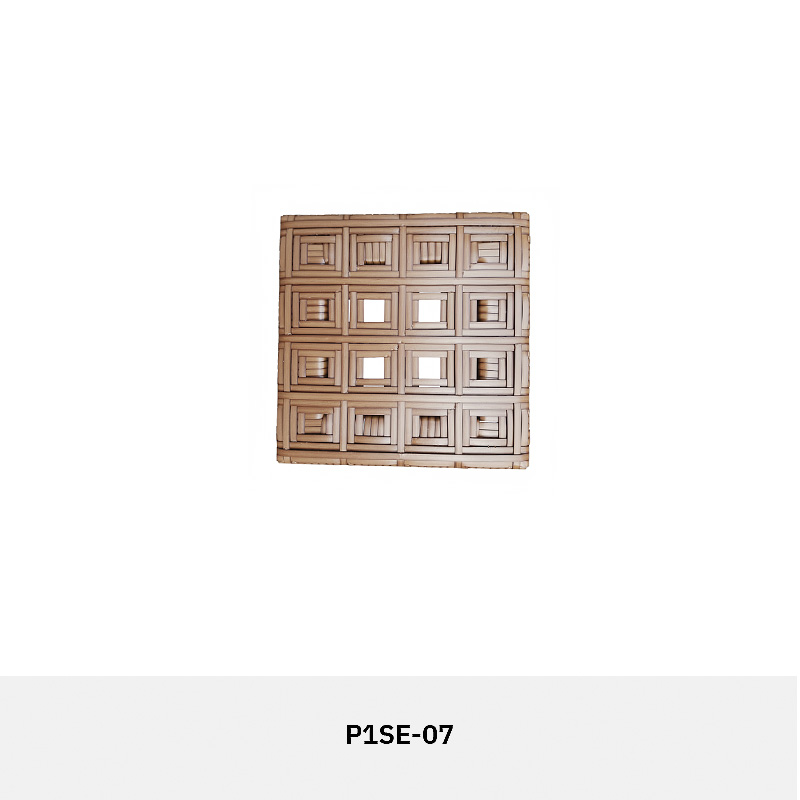 RATTAFORM P1SE Square Synthetic Rattan Panel installed on modern interior wall