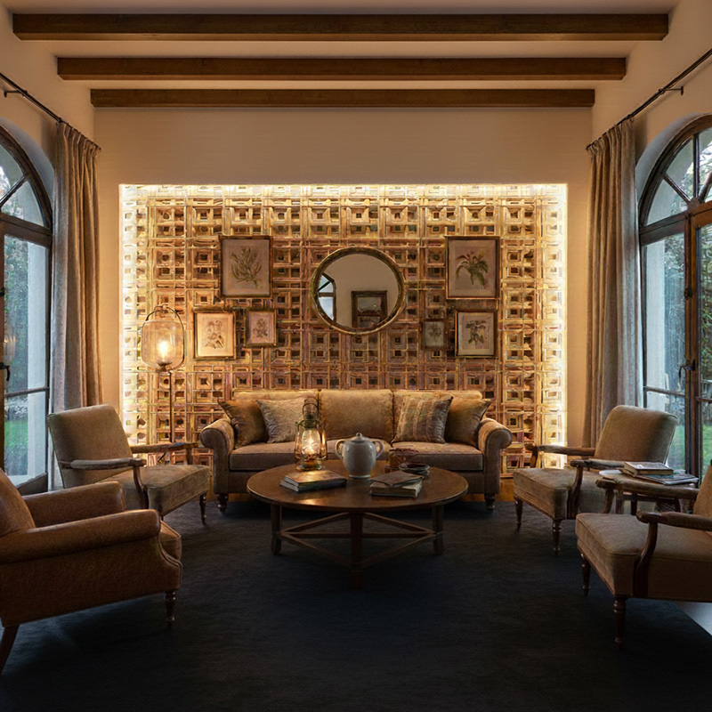 Modern 3D synthetic rattan panel with woven geometric pattern for architectural and interior use