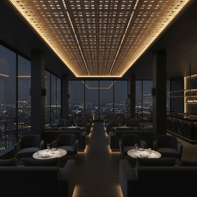 Modern 3D synthetic rattan panel with woven geometric pattern for architectural and interior use