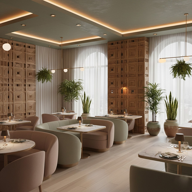 Modern 3D synthetic rattan panel with woven geometric pattern for architectural and interior use