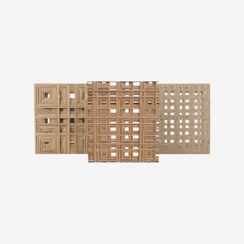 Modern 3D synthetic rattan panel with woven geometric pattern for architectural and interior use