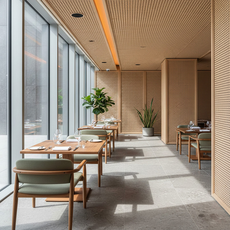 Synthetic rattan cane panel with hexagon weave pattern, smooth handcrafted finish, and multiple opening sizes for walls, cabinets, and door panels.