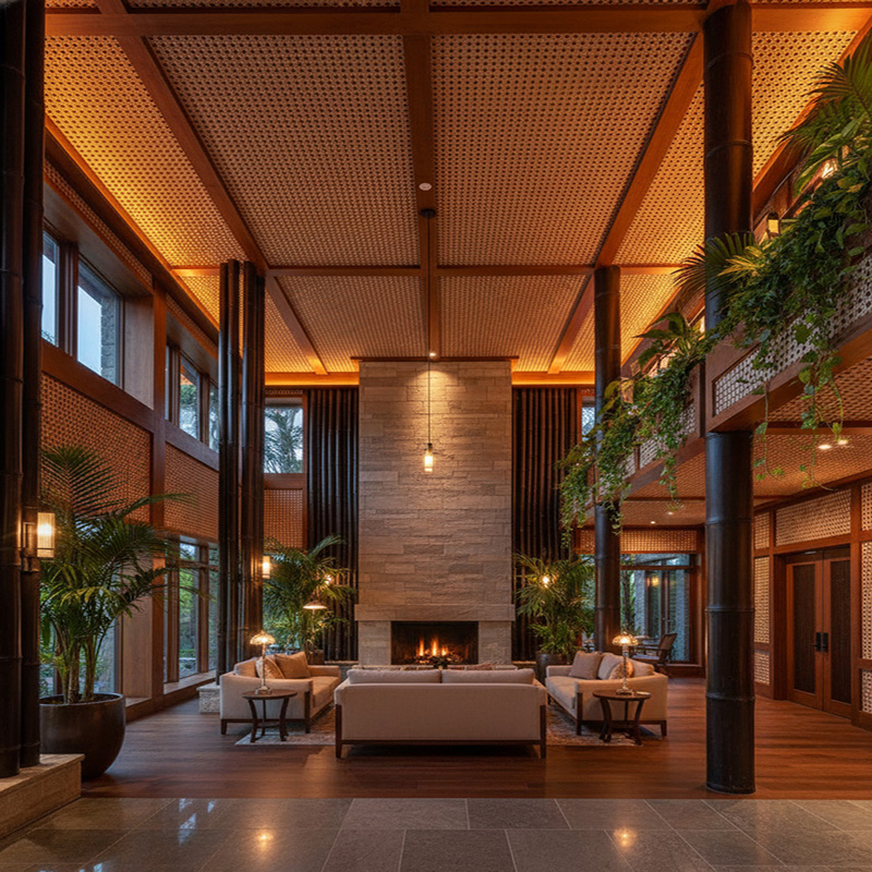 Synthetic rattan cane panel with hexagon weave pattern, smooth handcrafted finish, and multiple opening sizes for walls, cabinets, and door panels.