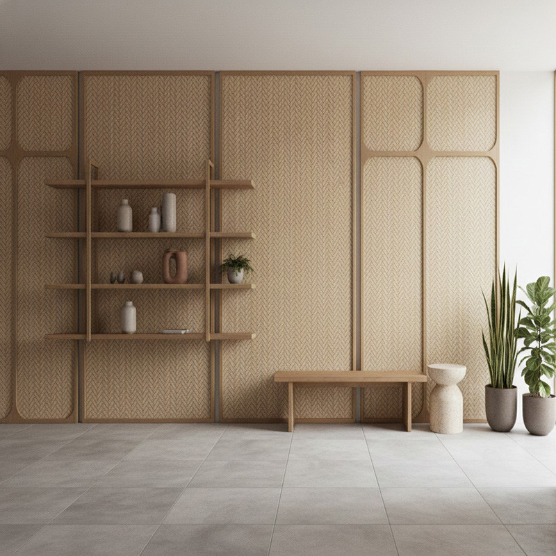 RATTANA-P6ZZH synthetic rattan zig zag panel with modern HDPE woven texture for walls, ceilings, and partitions