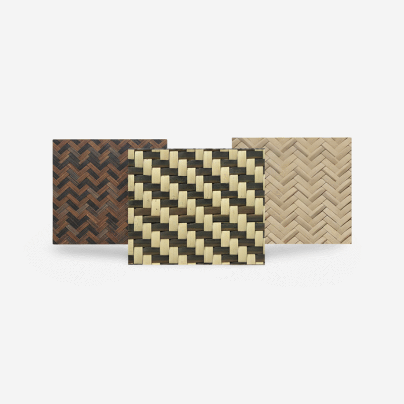 RATTANA-P6ZZH synthetic rattan zig zag panel with modern HDPE woven texture for walls, ceilings, and partitions