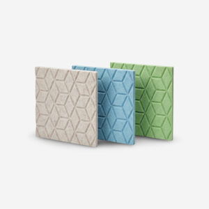 ACUFORMS CFMHLVS1 3D geometric acoustic panel installed as a modern sound absorbing wall panel in an office interior
