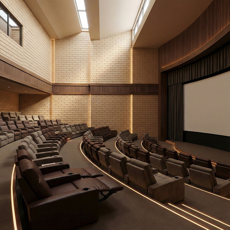 Brick pattern grooved acoustic wall panel made from polyester fiber for sound absorption and decorative interior walls.