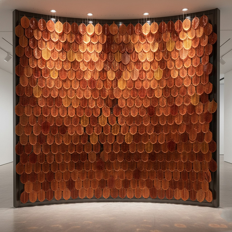 Glossy multicolored decorative glass leaf tiles for modern wall décor and feature wall applications