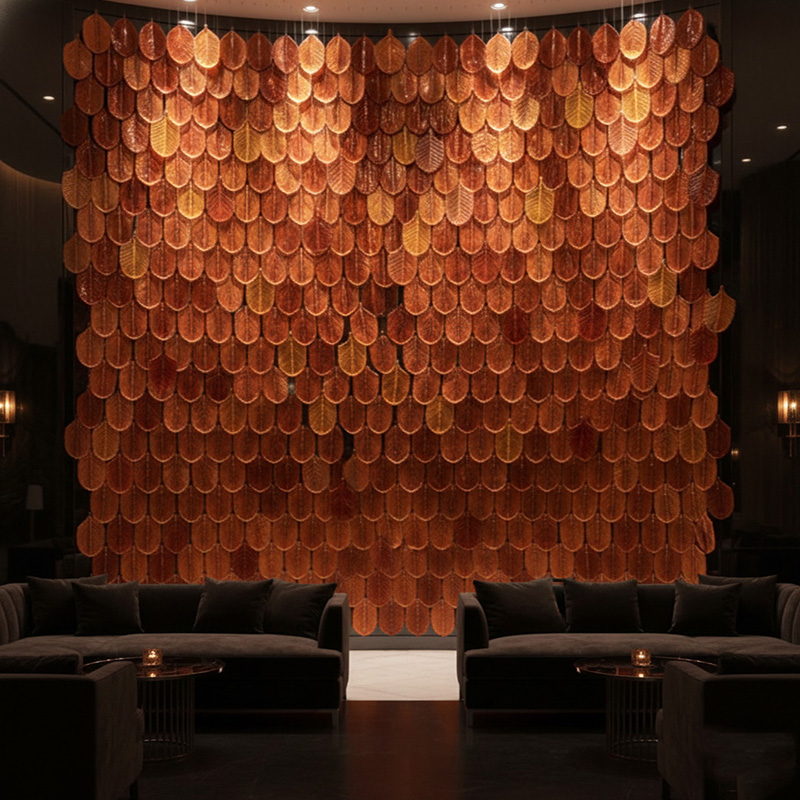 Glossy multicolored decorative glass leaf tiles for modern wall décor and feature wall applications