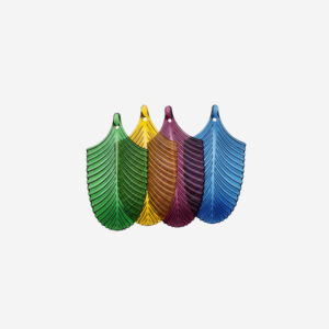 Glossy multicolored decorative glass leaf tiles for modern wall décor and feature wall applications