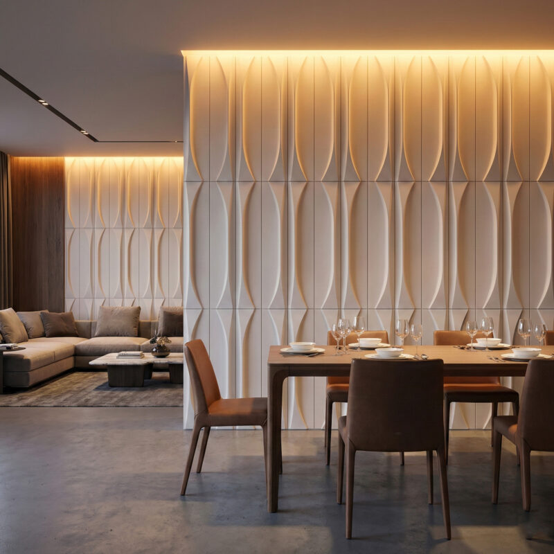 CAEME CFY3D Yacht white 3D cement brick wall panel with textured surface for modern interior and exterior walls