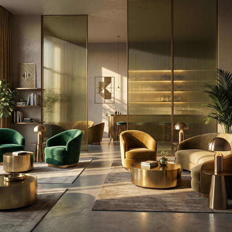 GLASMETRA CFVFGP Vistaline fluted glass panel with vertical ribbed texture for modern interior glass wall panels and partitions