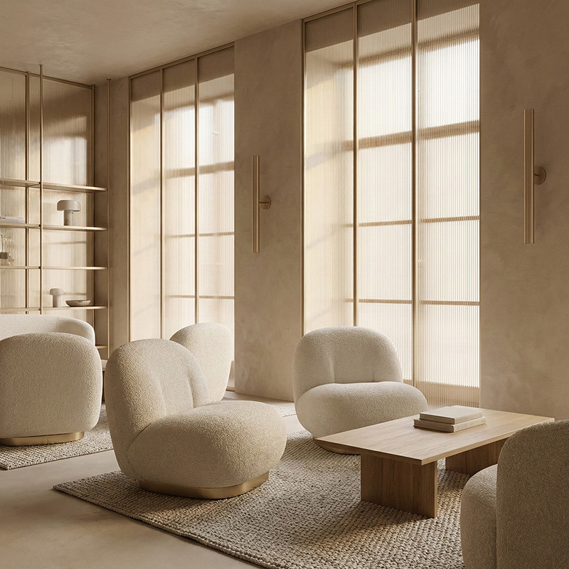 GLASMETRA CFVFGP Vistaline fluted glass panel with vertical ribbed texture for modern interior glass wall panels and partitions