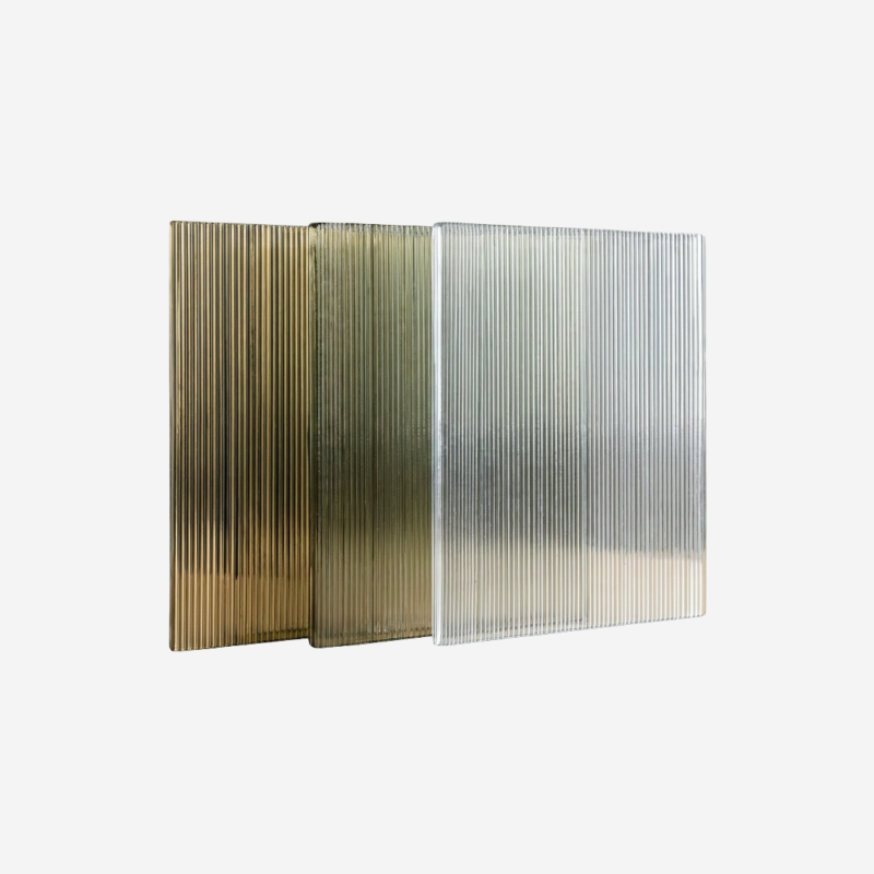 GLASMETRA CFVFGP Vistaline fluted glass panel with vertical ribbed texture for modern interior glass wall panels and partitions