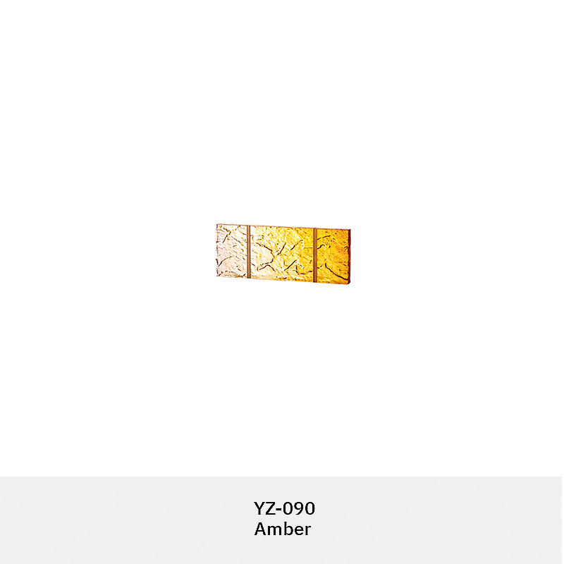 Colored decorative hanging glass blocks YZ-089 to YZ-094 for modular glass wall and suspended glass partition systems.