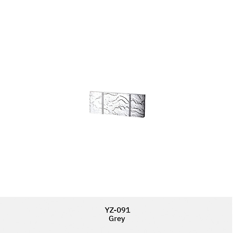 Colored decorative hanging glass blocks YZ-089 to YZ-094 for modular glass wall and suspended glass partition systems.
