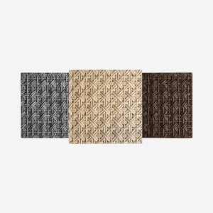 RATTANA P7DCP diagonal cross 3D woven synthetic rattan wall panel installed as luxury interior wall cladding.