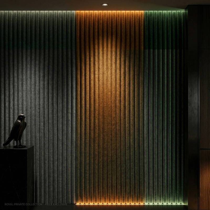 3D corrugation acoustic wall panel made of polyester fiber for sound absorption and modern interior wall design