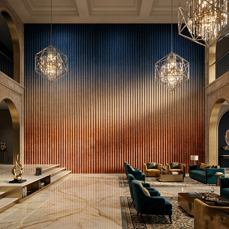 3D corrugation acoustic wall panel made of polyester fiber for sound absorption and modern interior wall design