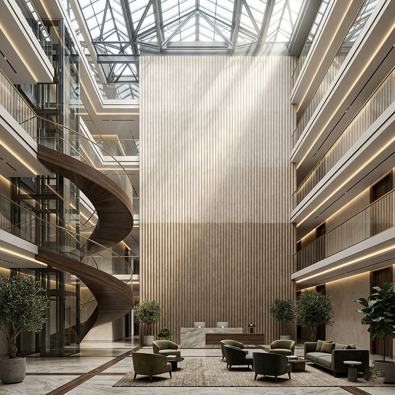 3D corrugation acoustic wall panel made of polyester fiber for sound absorption and modern interior wall design