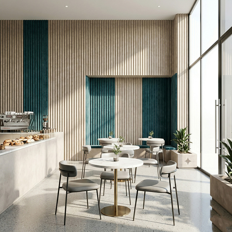 3D corrugation acoustic wall panel made of polyester fiber for sound absorption and modern interior wall design