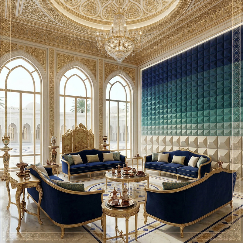 3D stars acoustic wall panel blue polyester fiber decorative sound absorbing panel modern interior design