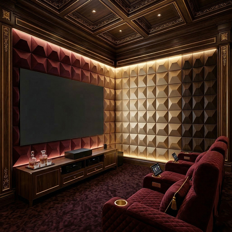 3D stars acoustic wall panel blue polyester fiber decorative sound absorbing panel modern interior design