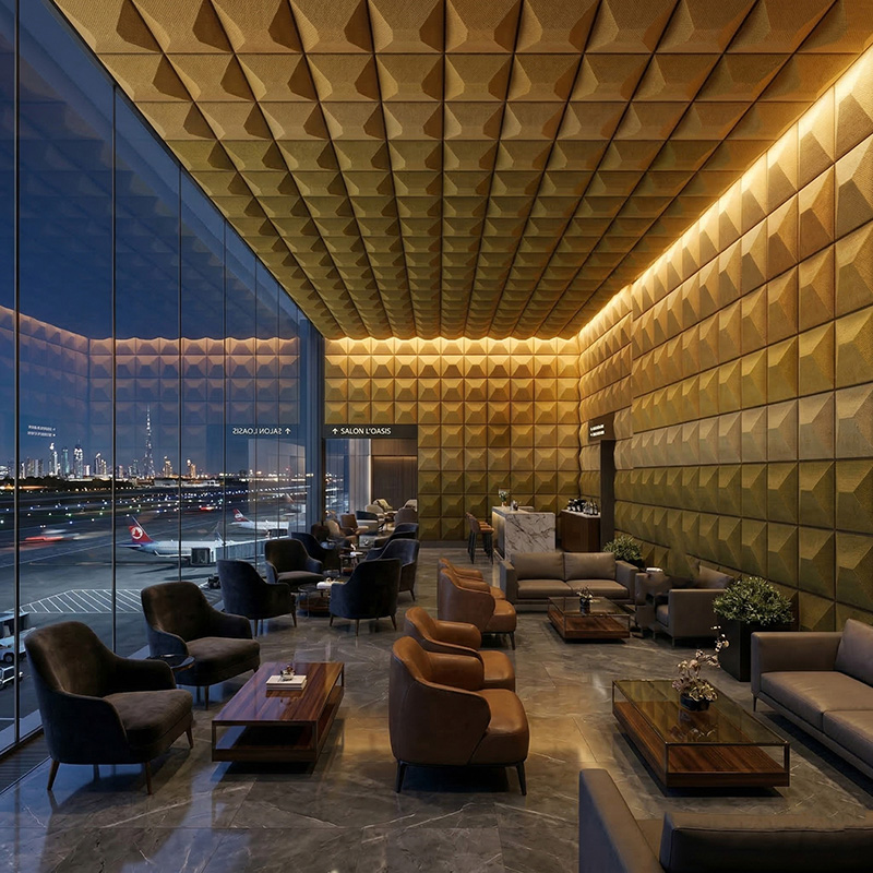 3D stars acoustic wall panel blue polyester fiber decorative sound absorbing panel modern interior design