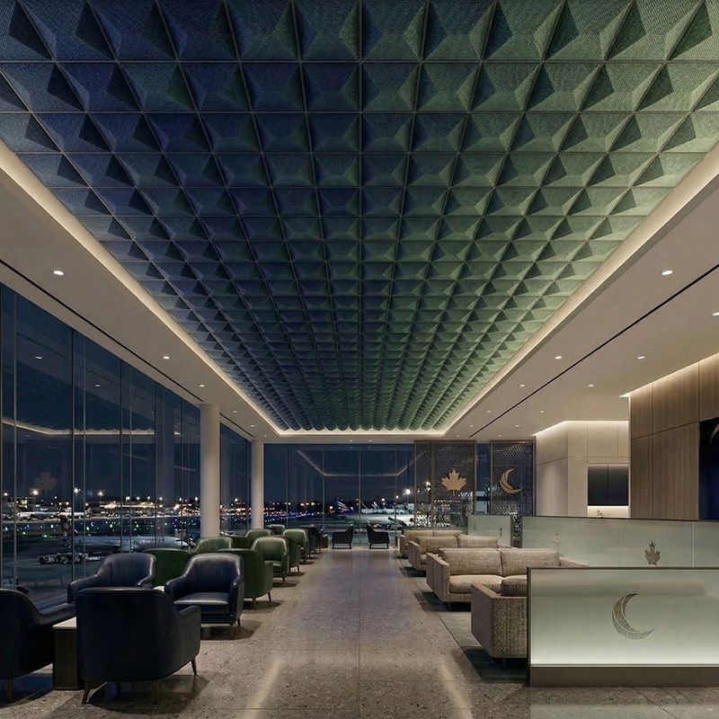 3D stars acoustic wall panel blue polyester fiber decorative sound absorbing panel modern interior design