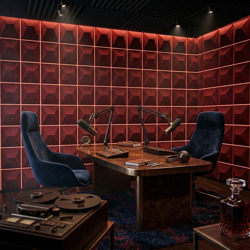 3D stars acoustic wall panel blue polyester fiber decorative sound absorbing panel modern interior design