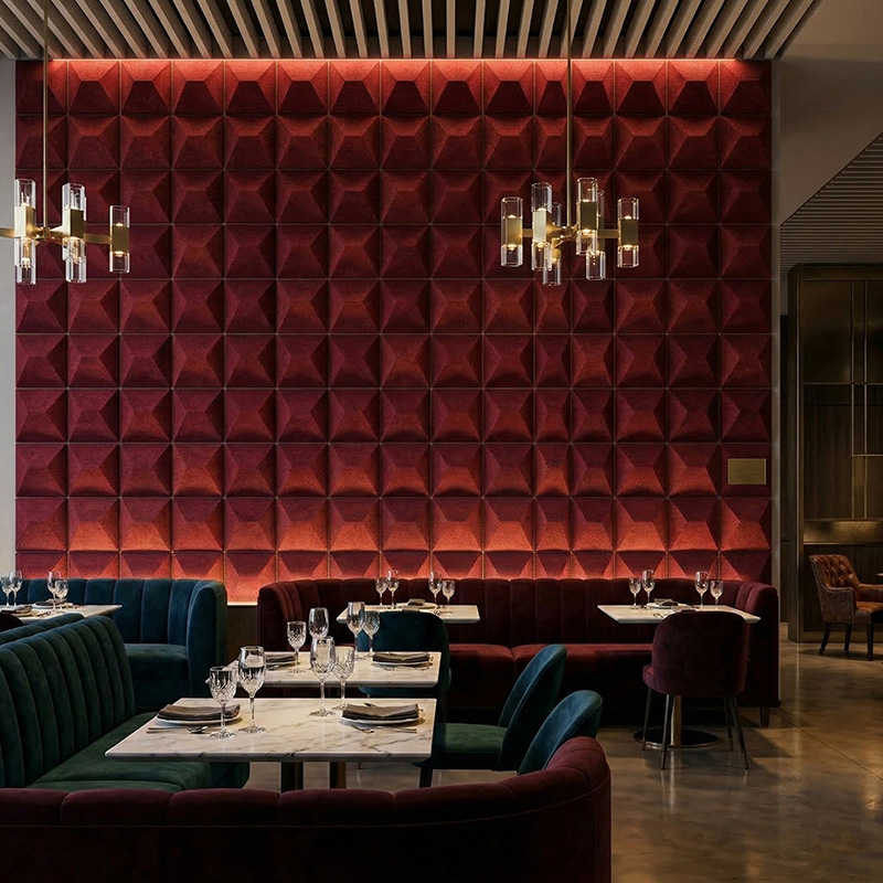 3D stars acoustic wall panel blue polyester fiber decorative sound absorbing panel modern interior design