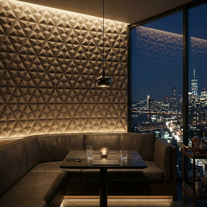 3D Wushan Mountain acoustic wall panels in modern interior with sound absorbing decorative polyester fiber design