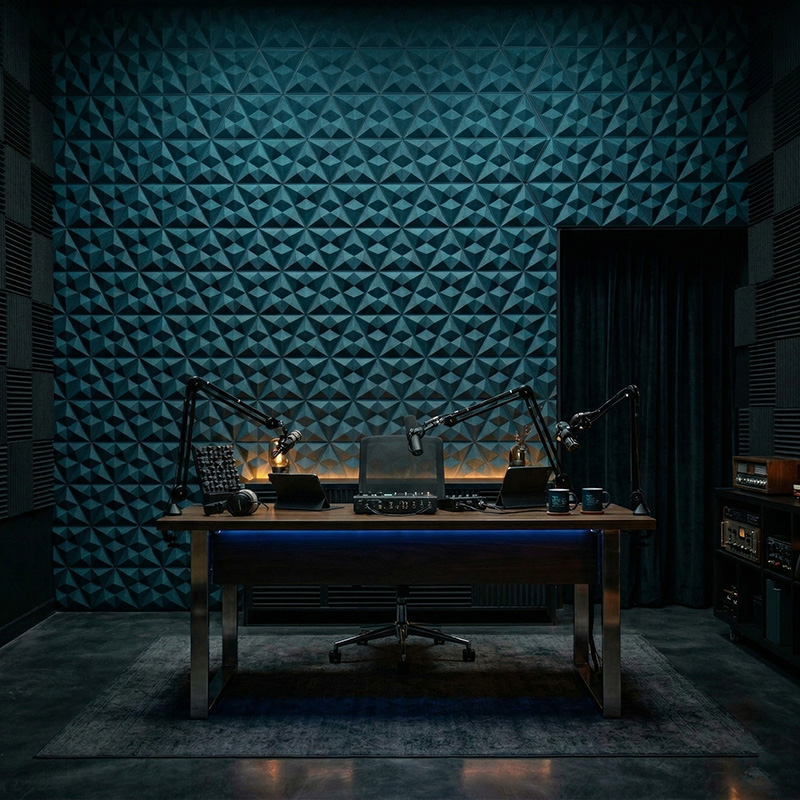 3D Wushan Mountain acoustic wall panels in modern interior with sound absorbing decorative polyester fiber design