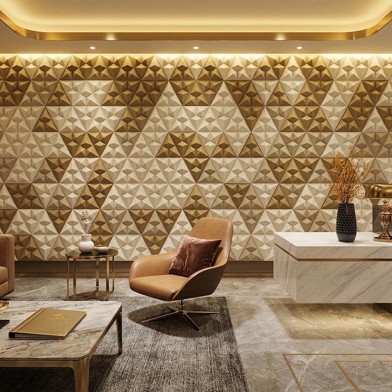 3D Wushan Mountain acoustic wall panels in modern interior with sound absorbing decorative polyester fiber design