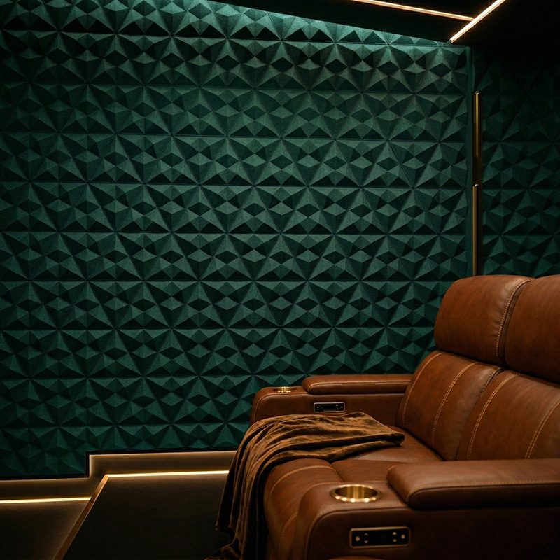 3D Wushan Mountain acoustic wall panels in modern interior with sound absorbing decorative polyester fiber design