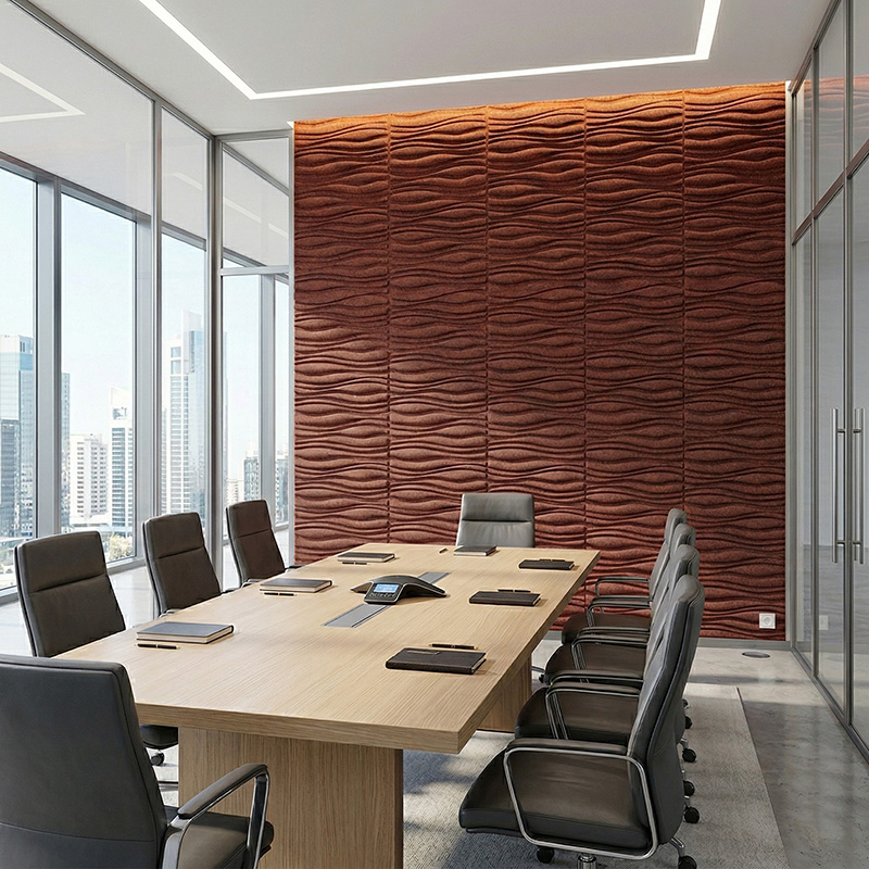 3D water flow acoustic panels green decorative sound absorbing wall tiles modern interior design