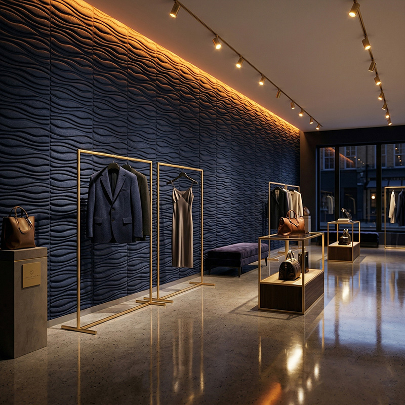 3D water flow acoustic panels green decorative sound absorbing wall tiles modern interior design