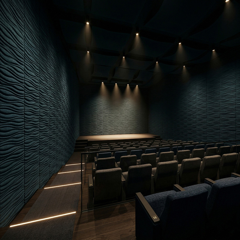 3D water flow acoustic panels green decorative sound absorbing wall tiles modern interior design