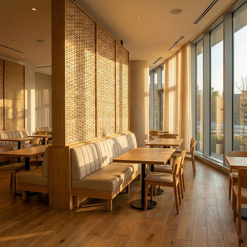 Dense irregular 3D woven synthetic rattan wall panel in HDPE for luxury interior wall cladding and partitions.