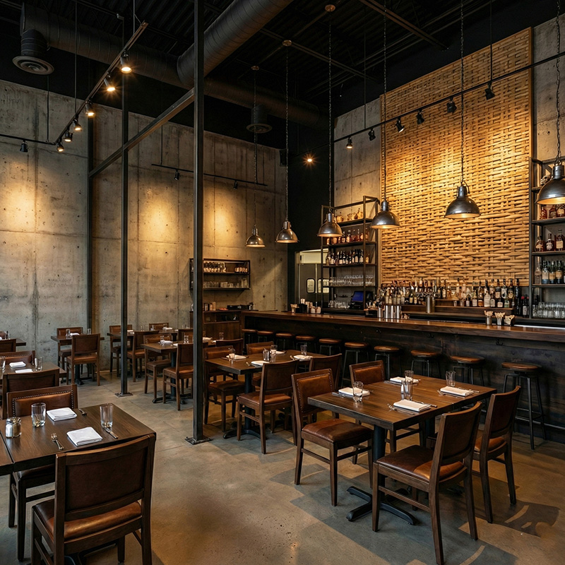 Dense irregular 3D woven synthetic rattan wall panel in HDPE for luxury interior wall cladding and partitions.