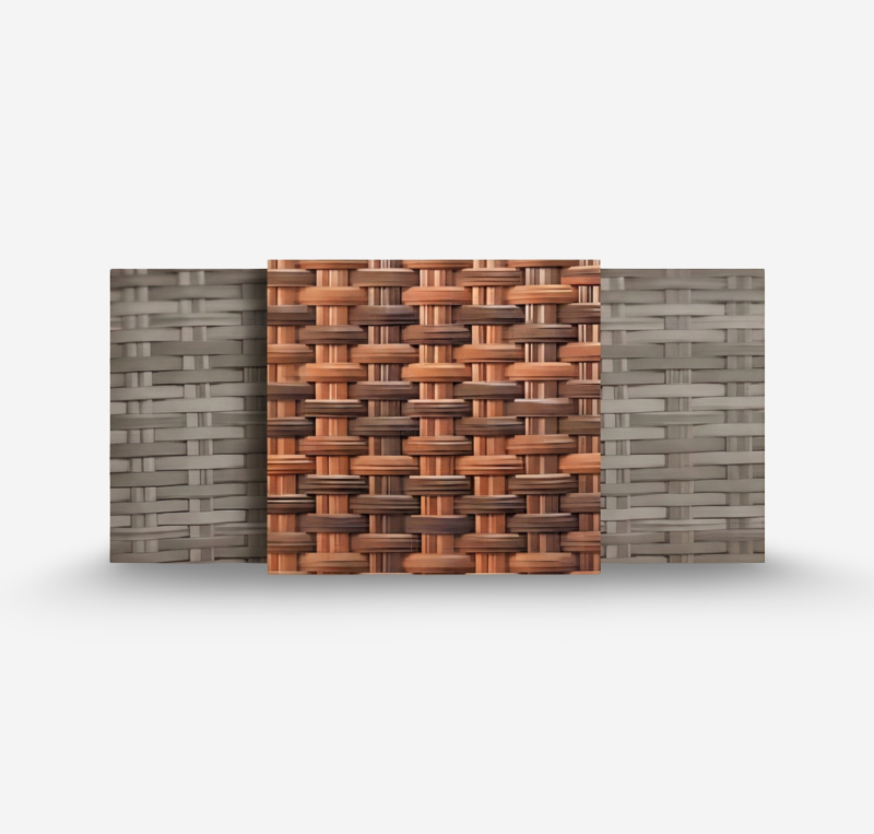 RATTANA P11NLDV normal linear synthetic rattan panel with dense woven texture for luxury interior wall cladding
