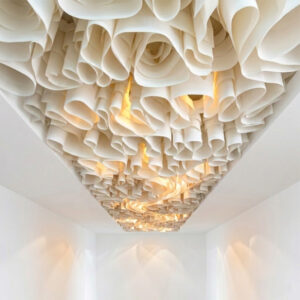 Modern paper ceiling with textured white surface for interior decor11