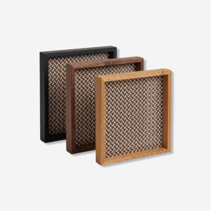 RATTAFRAME-CFRWFP rattan wood finish panel with woven synthetic rattan and dark wood-look frame