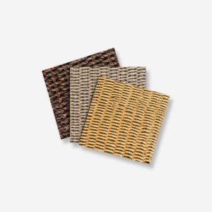RATTANA-CFTNSRP twisted natural synthetic rattan panel with woven texture for wall and ceiling applications.