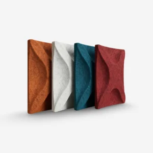 3D stamp acoustic wall panels made of polyester fiber with modern textured design for sound absorption and interior decor
