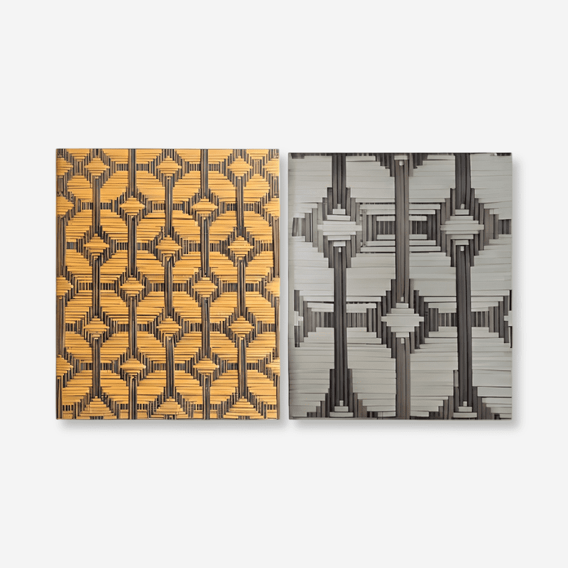 Batik Synthetic Rattan Wall Panel in premium HDPE with a geometric weave. Ideal for decorative interior walls and partitions.