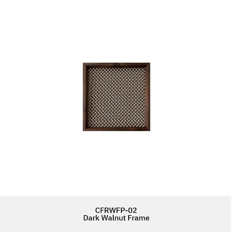 RATTAFRAME-CFRWFP rattan wood finish panel with woven synthetic rattan and dark wood-look frame